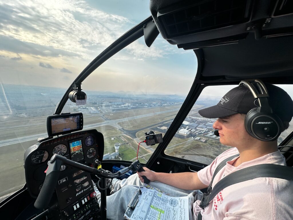 Self fly introductory helicopter pilot experience Johannesburg Robinson R44 Helivate