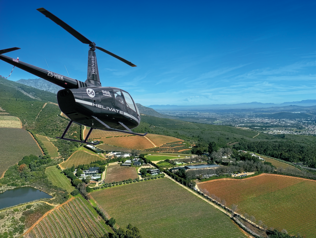 Stellenbosch helicopter flight and wine pairing at Kanu Wine Estate