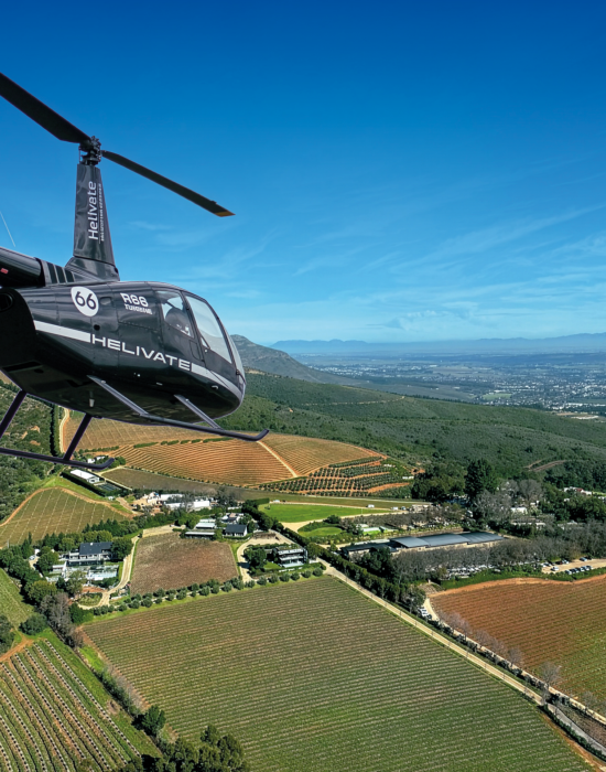 Stellenbosch helicopter flight and wine pairing at Kanu Wine Estate