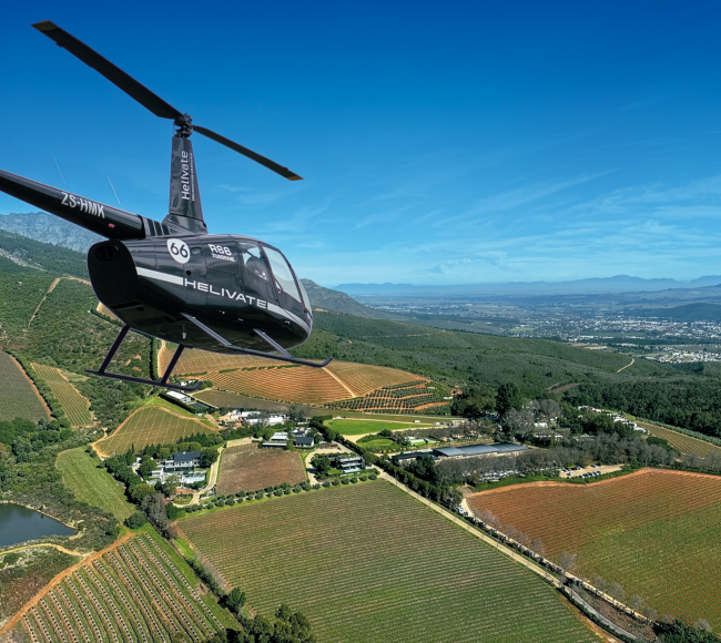 Stellenbosch helicopter flight and wine pairing at Kanu Wine Estate